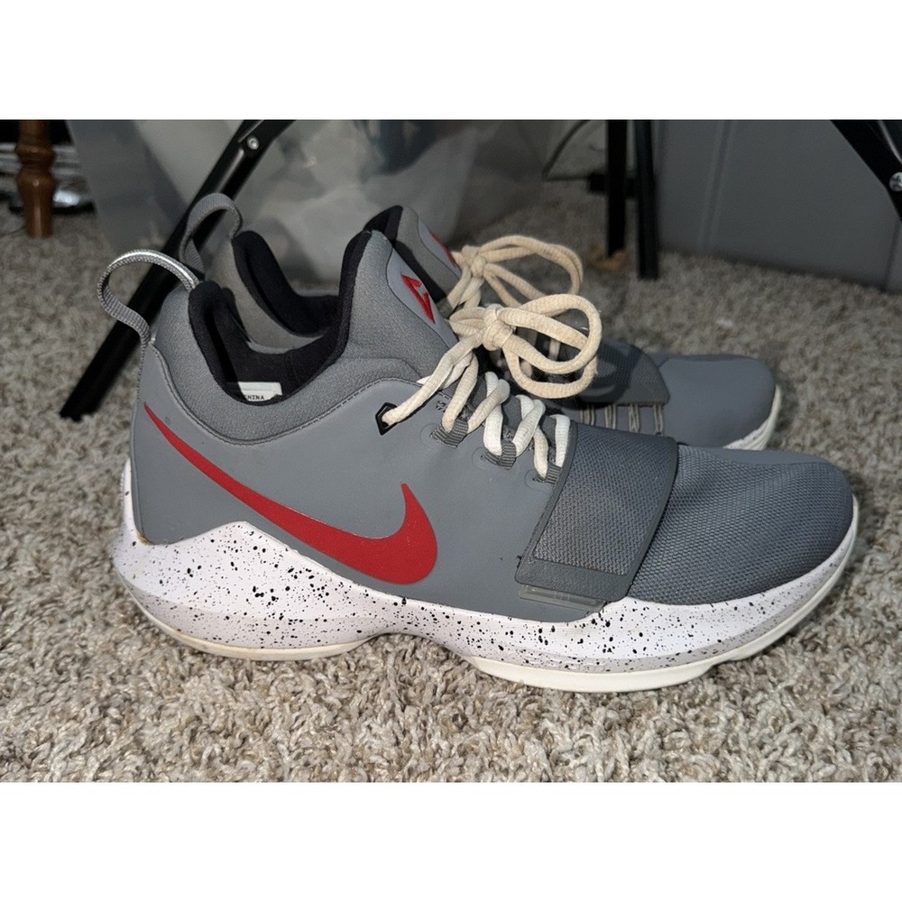 Nike PG 1 ID Gray Red White Men's 11.5 Basketball Shoes AQ2790-992 RARE